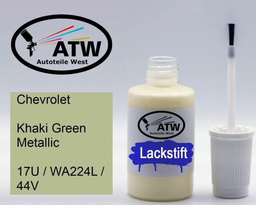 Chevrolet, Khaki Green Metallic, 17U / WA224L / 44V: 20ml Lackstift, von ATW Autoteile West.